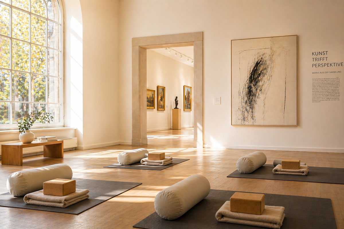 Yoga an kulturellen Orten, Raum im Museum